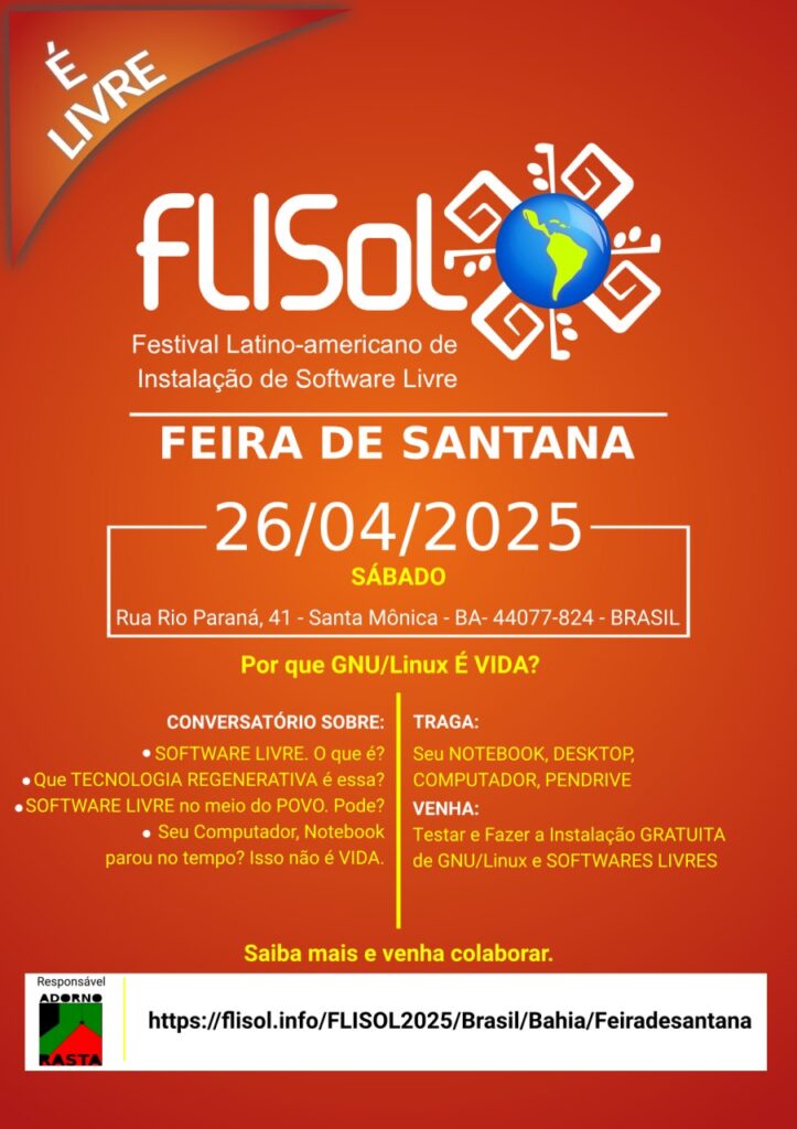 Cartaz FLiSoL Feira de santana - Ba 2025