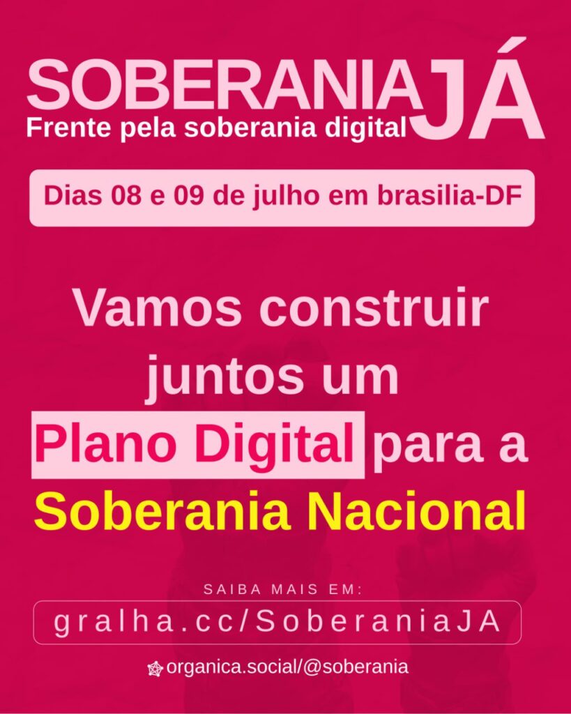 Encontro Nacional SOBERANIA JÁ!

Vamos construir juntos um Plano Digital para a Soberania Nacional

Saiba mais em: https://gralha.cc/SoberaniaJA

Siga https://organica.social/@Soberanai